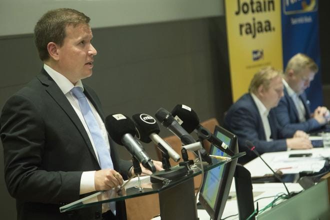 Perussuomalaisten Ville Tavion mukaan Rinteen hallituksen eroaminen sekä uuden hallituksen muodostaminen osoittautuivat silkaksi poliittiseksi teatteriksi. KUVA: Mauri Ratilainen/arkisto