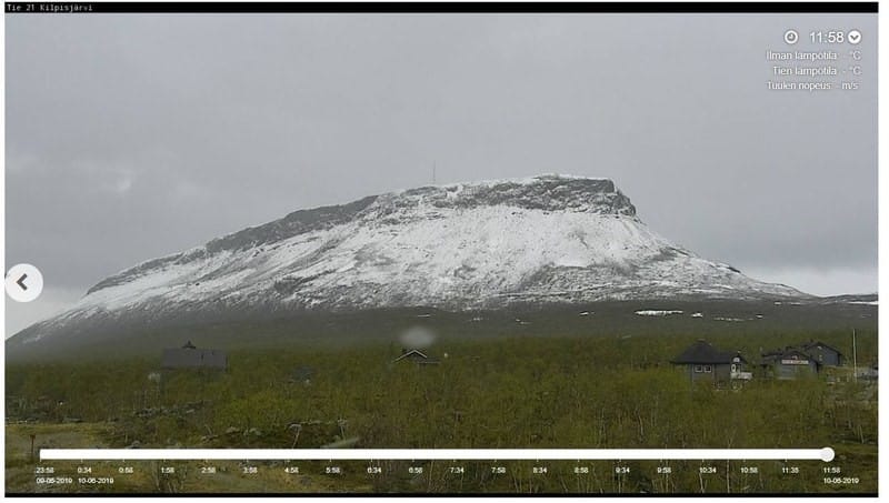 Saanalla on lumipeite. Illalla se voi olla muuallakin Pohjois-Lapissa.