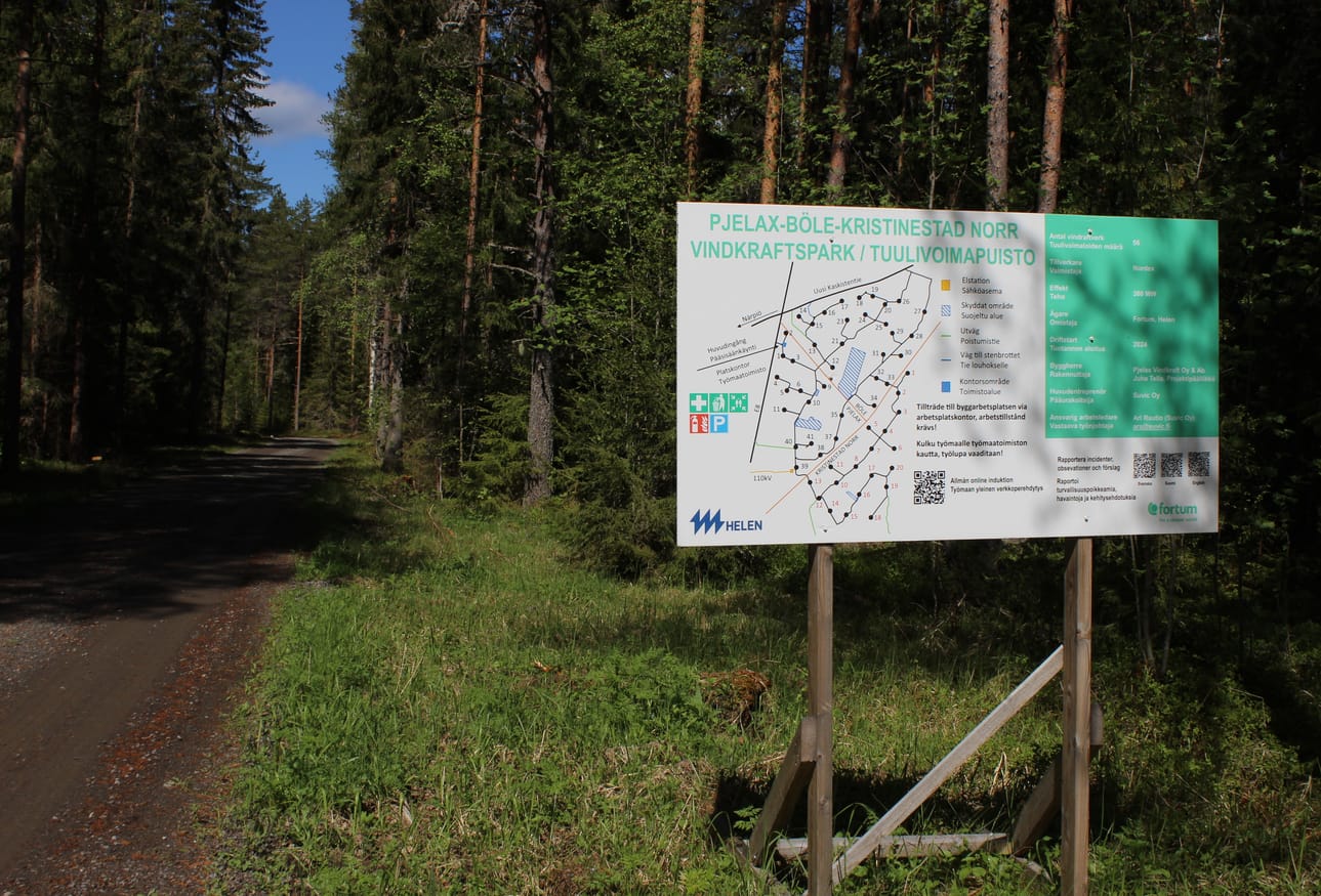 Pjelaxin eli suomeksi Piolahden tuulivoima-alue sijoittuu Kristiinaan ja Närpiöön.
