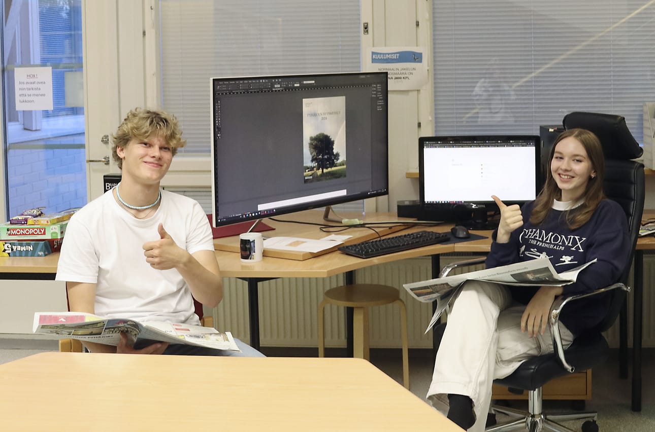 Tämän vuoden projektipäälliköt Matteus Soronen ja Pihla Pisilä.