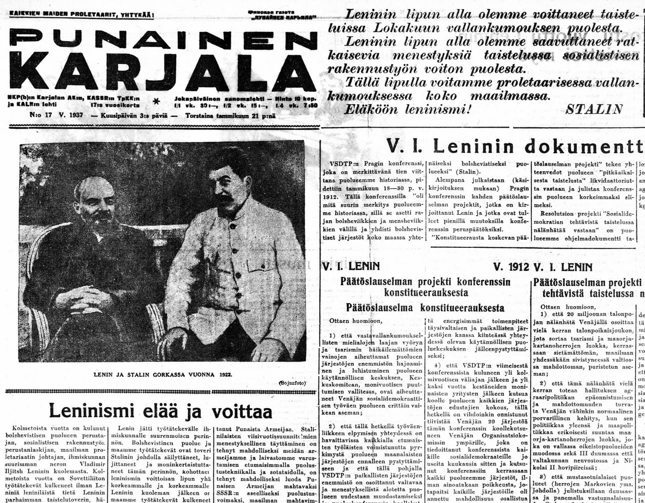 Punainen Karjala -lehteä julkaistiin Petroskoissa.