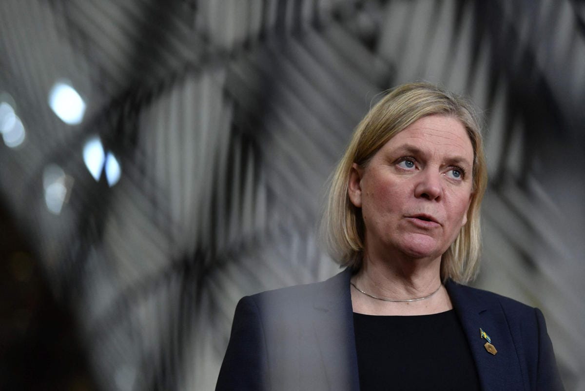 Keskusteluiden aiheena ovat Venäjän sotatoimet Ukrainassa, Euroopan turvallisuustilanne sekä Suomen ja Ruotsin yhteistyö. Kuvassa Ruotsin pääministeri Magdalena Andersson. LEHTIKUVA/AFP