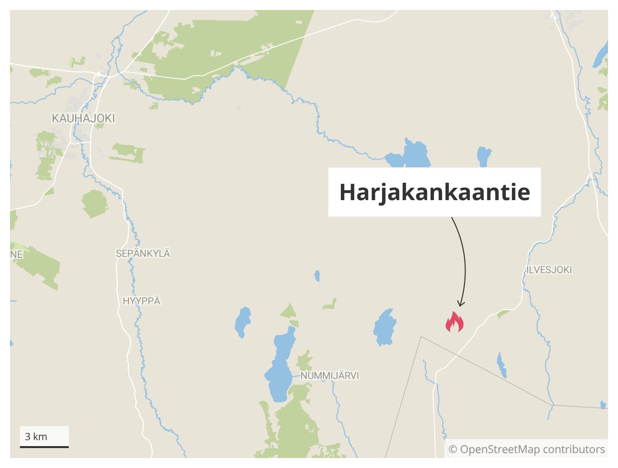 Palo syttyi Harjakankaantiellä Kauhajoella.