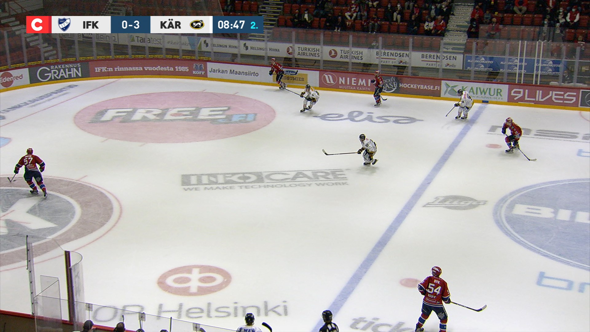 Kärppien neljäs maali Julius Hermosen käsialaa
