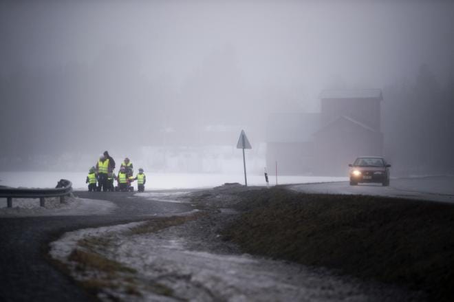 Merikaarron myllykosket, jokivarsiasutus ja Kolkin kartano kuuluvat valtakunnallisesti merkittäviin rakennettuihin kulttuuriympäristöihin. Museoviraston mukaan se kuvastaa vuosisataista Kyrönjoen vesivoiman hyödyntämistä. Päiväkotiryhmä tallustaa Merikaarrontiellä sumuisena huhtikuun päivänä.