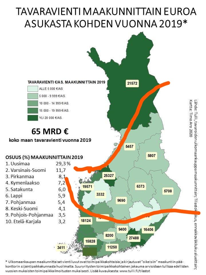 Suomenkielisen Pohjanmaan vientiteollisuus on Suomen pienimpiä.