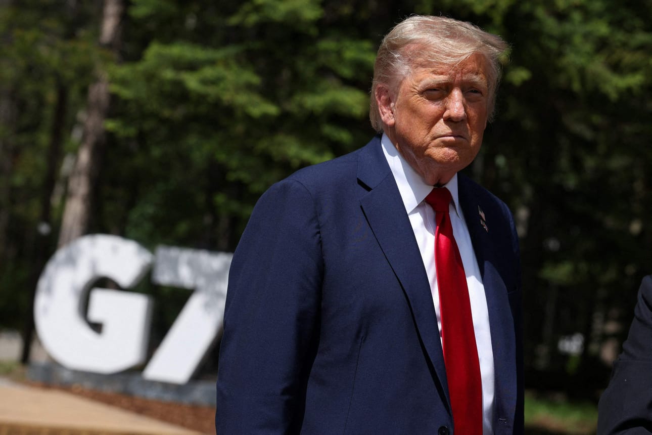 Valkoisen talon mukaan Yhdysvaltain presidentti Donald Trump jättää Kanadan G7-huippukokouksen päivää suunniteltua aiemmin Lähi-idän kärjistyneen tilanteen vuoksi. LEHTIKUVA/AFP
