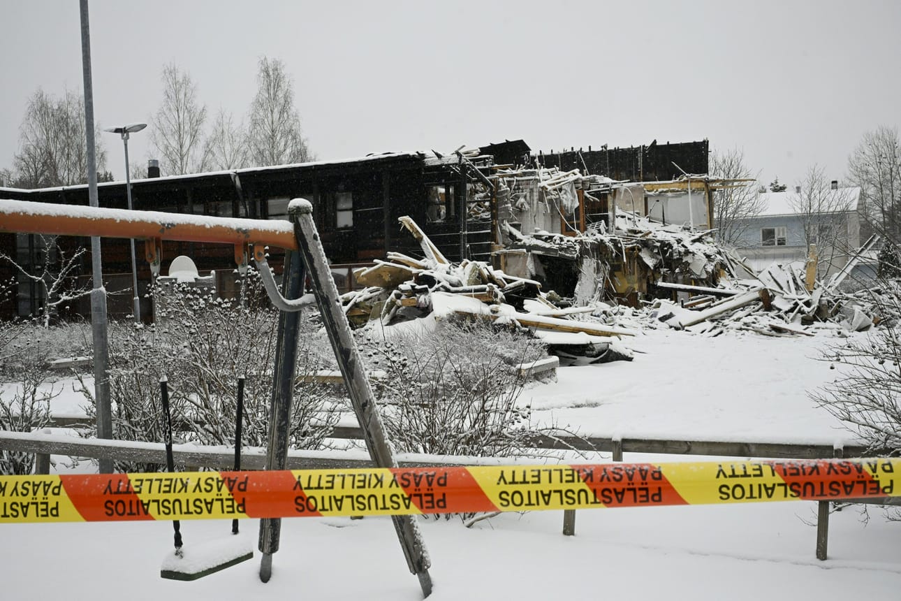 Vantaan Askiston kaupunginosassa Kimaratiellä sijaitseva päiväkoti kärsi tulipalossa mittavia vahinkoja. LEHTIKUVA / MARKKU ULANDER