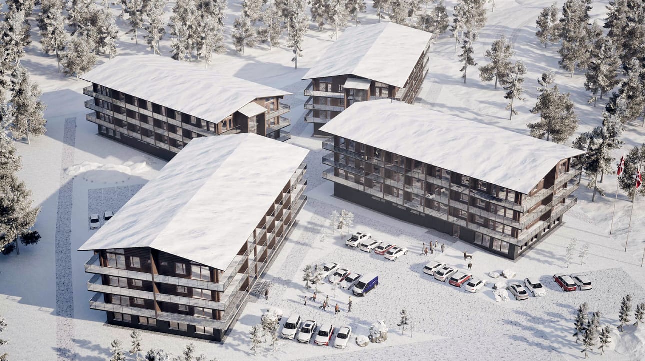 Neljän huoneistohotellin keskelle tulisi sisäpiha ja ensimmäisissä kerroksissa olisi tukitoimintoja, kuten ravintola, kuntosali, polkupyörävuokraamo sekä väestönsuoja ja muut tekniset tilat.