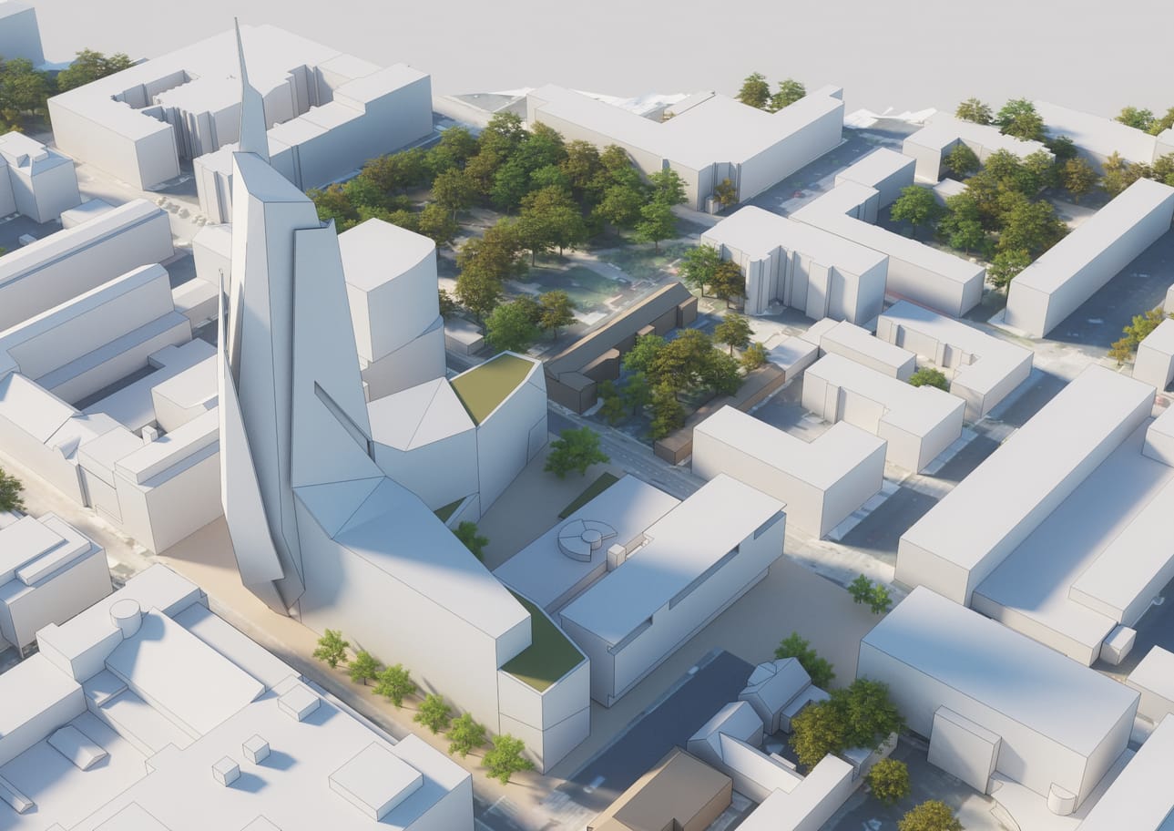 Havainnekuva Saaristonkadun varteen suunnitellusta uudesta hotelli- ja toimistorakennuksesta.