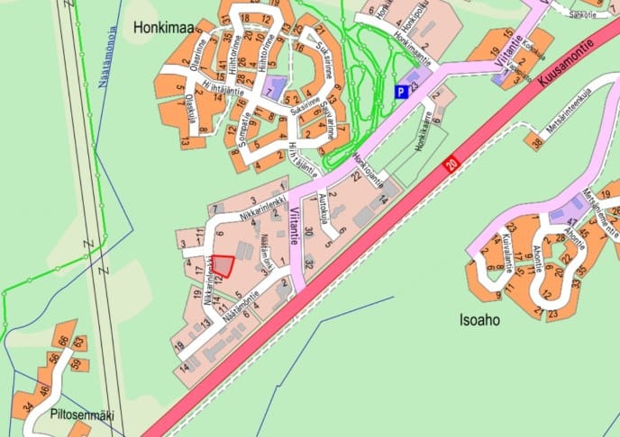 Opaskartalle merkitty huutokauppatontti Nikkarinlenkki 10.
