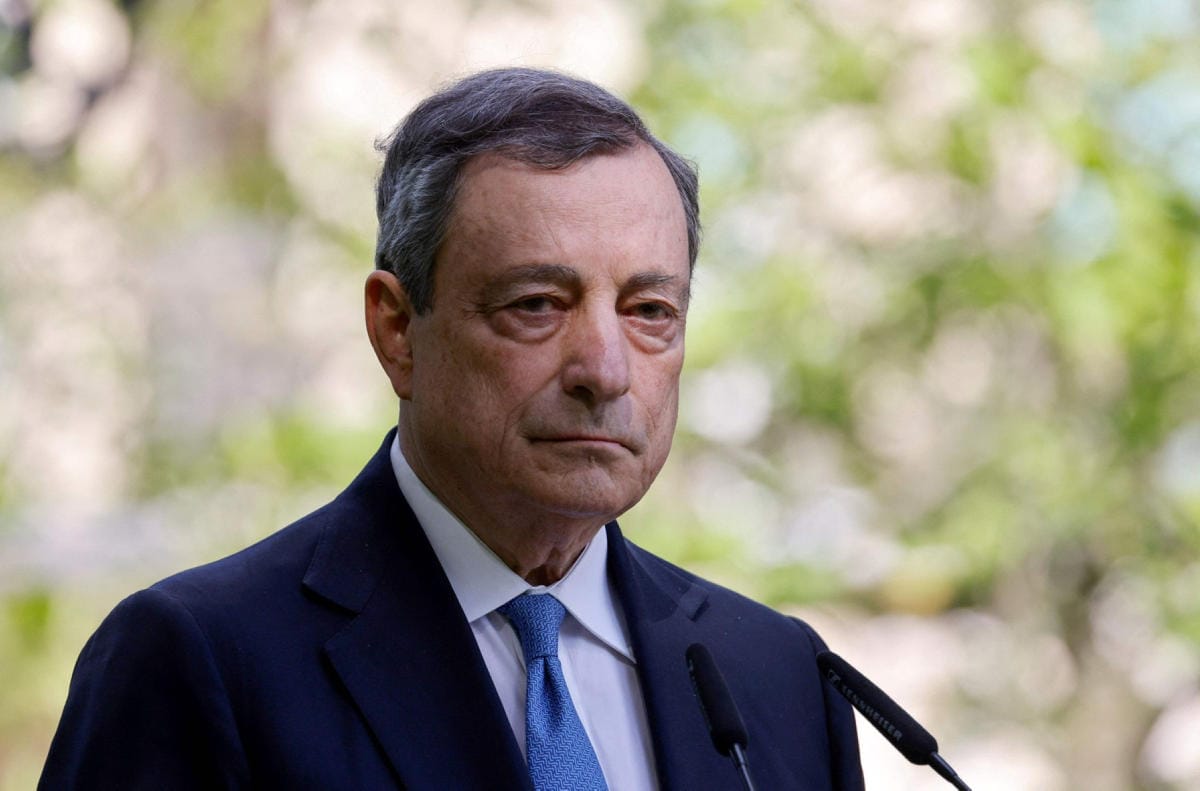 Pääministeri Mario Draghi jätti jo viime viikolla eronpyynnön, mutta presidentti ei tuolloin hyväksynyt sitä. LEHTIKUVA/AFP