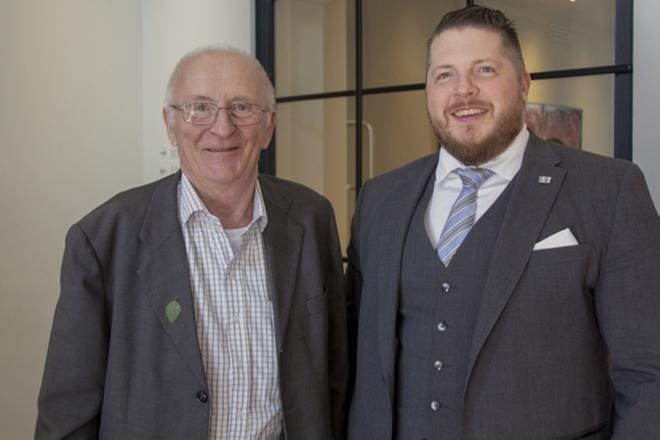 Merenkurkun neuvoston puheenjohtaja Lennart Holmlund ja Merenkurkun neuvoston johtaja Mathias Lindström. KUVA: MERENKURKUN NEUVOSTO