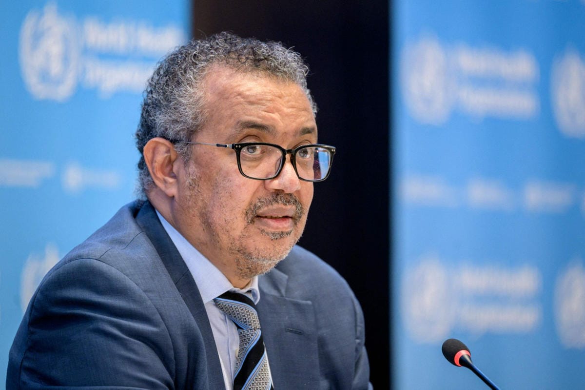 WHO:n johtaja Tedros Adhanom Ghebreyesus varoittaa kapeanäköisestä kansallismielisyydestä ja rokotteiden hamstrauksesta. LEHTIKUVA / AFP