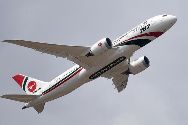 Bangladeshilainen Biman-lentoyhtiön kone yritettiin kaapata sunnuntaina Bangladeshissa. Kuvassa lentoyhtiön kone vuonna 2018. KUVA: Andy Rain