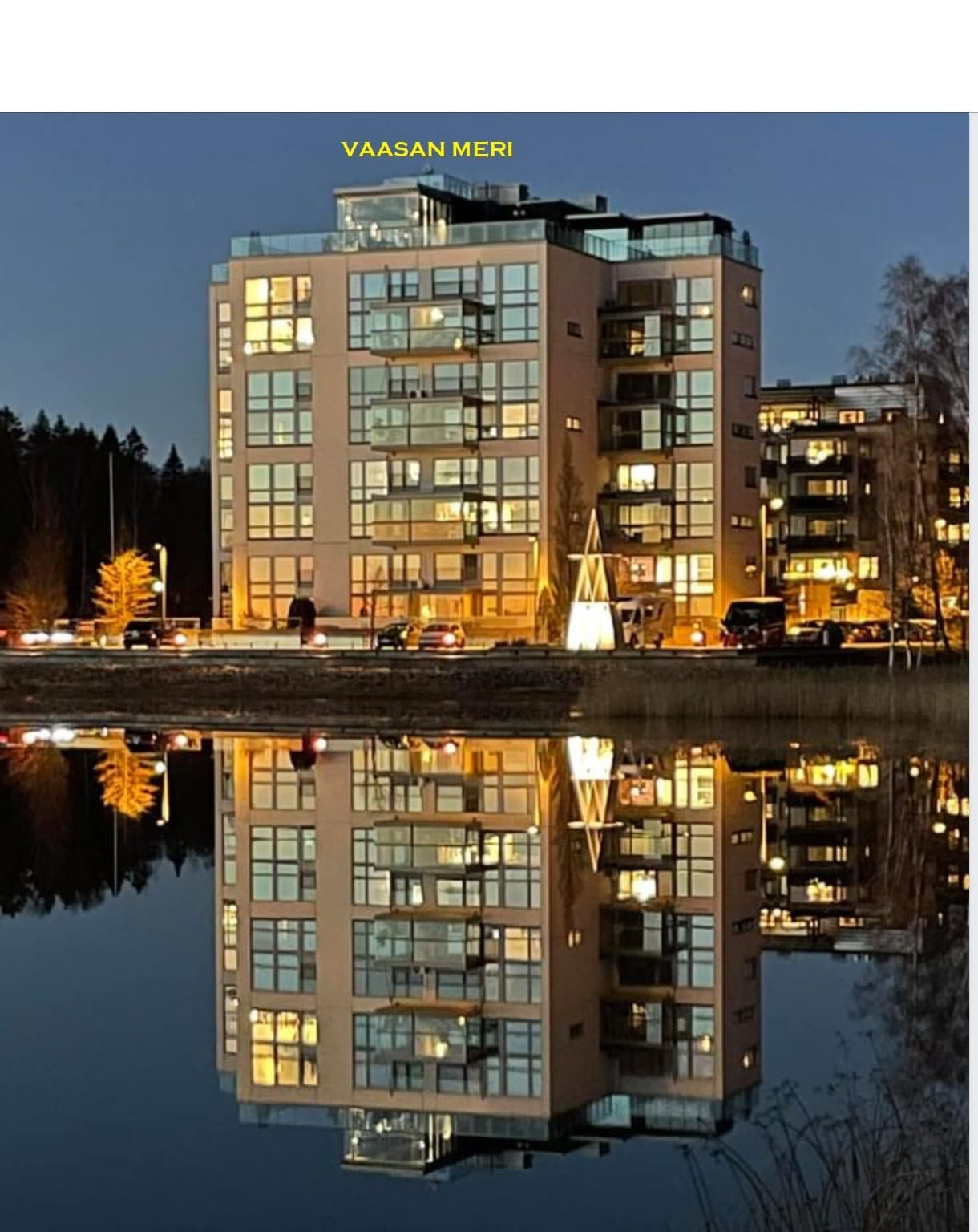 Myös moderneja taloja äänestettiin Vaasan kauneimmaksi. Yksi ääniä saanut oli Vaasan Meri -kerrostalo Suvilahden asuntomessualueella.