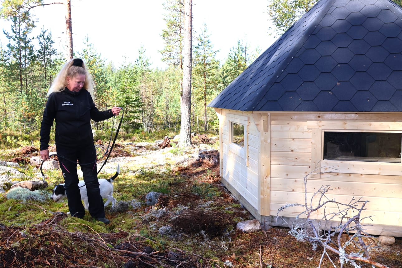 Koirametsässä maasto on monipuolinen ja pehmeä. Siten se on hyvä alusta koiralle liikkua. Sanna Kiminki oli ottanut mukaan kävelylle Hugo-koiransa.