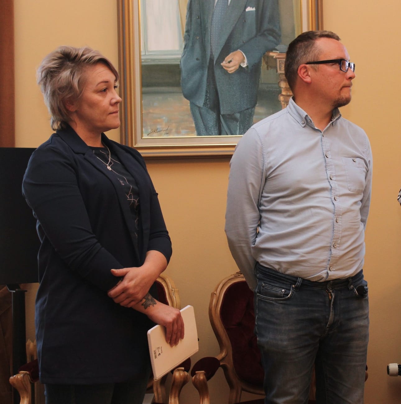 Anu Salmela ja Markus Blommendahl Vuoksista kertoivat Kristiinan kaupunginvaltuutetuille syyskuussa, miten työvoimapalvelut hoidetaan jatkossa alueella. Arkistokuva.