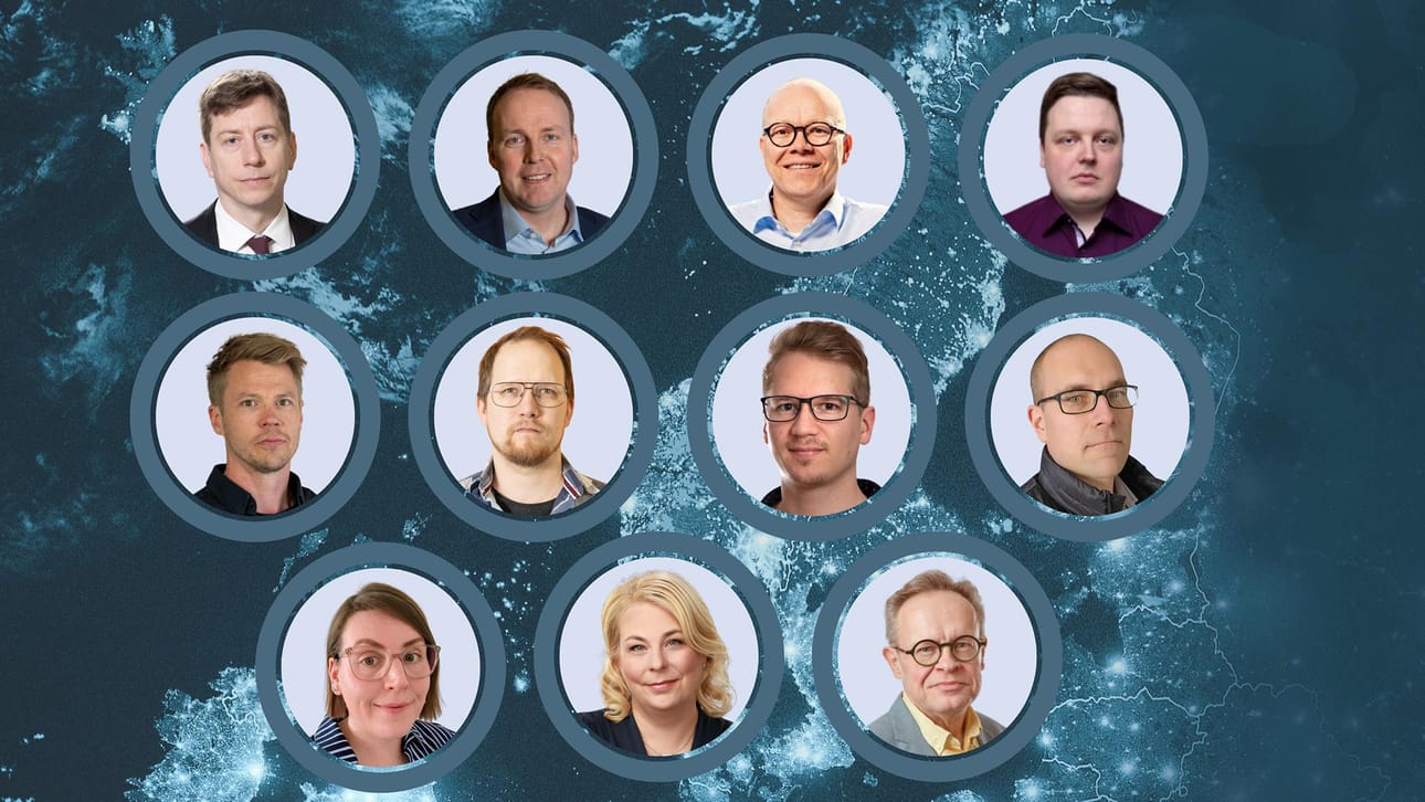 Kuvassa ylärivissä vasemmalta Sakari Puisto, Matti Muhos, Petteri Alahuhta ja Eetu Kivirasi, keskirivissä vas. Antti Järvenpää, Terho Iso-Junno, Santeri Varis ja Juhani Niiranen, alarivissä vas. Niina Merilaita, Päivi Keisanen ja Petteri Löppönen.