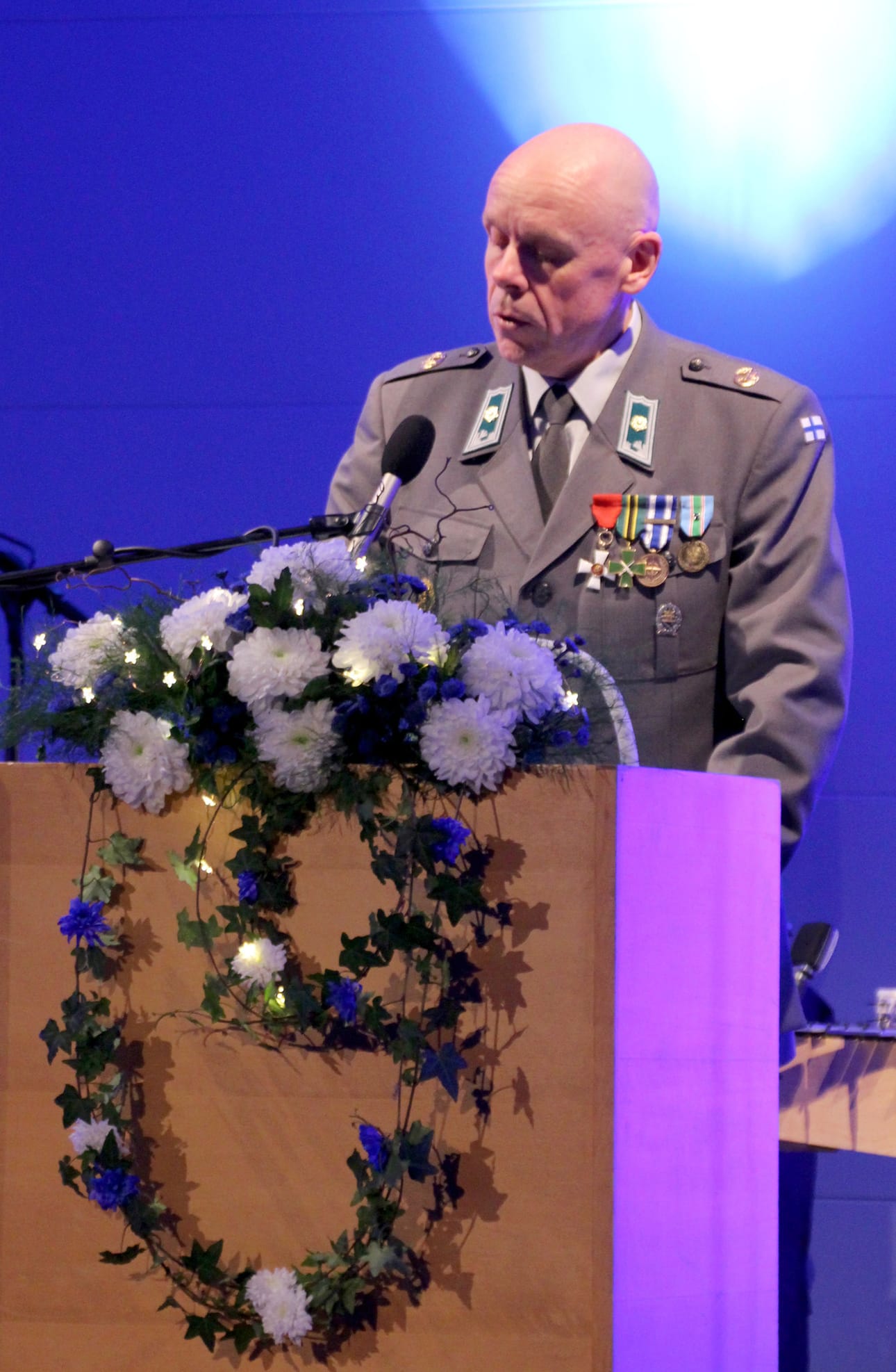 Majuri Seppo Sarlin muistutti juhlapuheessaan työstä jonka veteraanisukupolvi on tehnyt Suomen itsenäisenä säilymisen eteen.