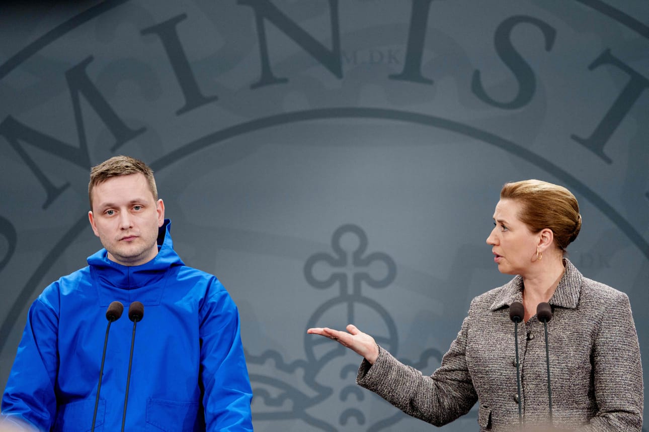 Grönlannin pääministeri Jens-Frederik Nielsen ja Tanskan pääministeri Mette Frederiksen.