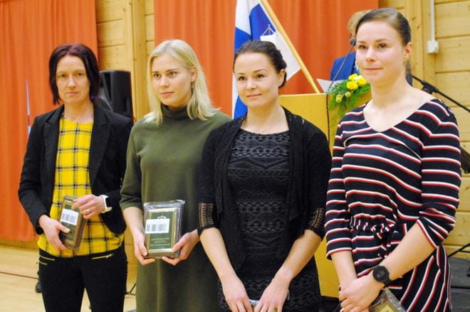 Lehtimäen Jyske on tuottanut viisi suomenmestaria tällä vuosikymmenellä. Juhlassa heistä palkinnon saivat Kristiina Joensuu, Anni Keisanen, Janette Lepistö ja Sanni Taipalus. Ari Mannio ei juhlaan osallistunut. KUVA: EEVA-LIISA KULJU