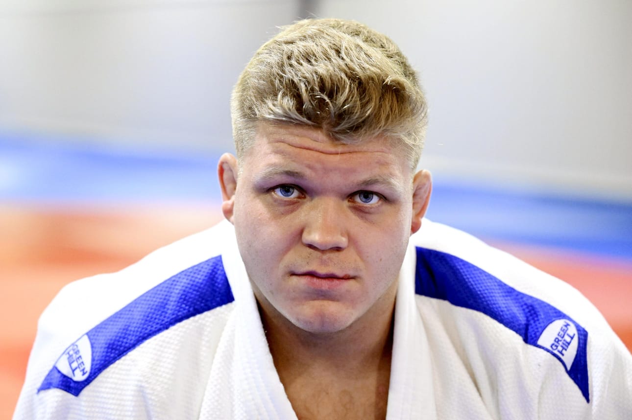 Raskaan sarjan judoka Martti Puumalainen Helsingissä elokuussa 2023. Hänet on jo valittu Pariisin olympialaisiin. LEHTIKUVA / JUSSI NUKARI