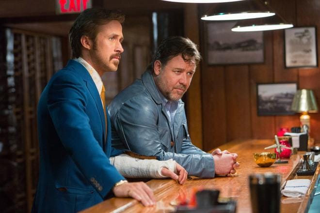 Ryan Gosling ja Russell Crowe tutkivat murhaa 1970-luvun Los Angelesissa The Nice Guys -elokuvassa KUVA: Daniel McFadden/Nelonen