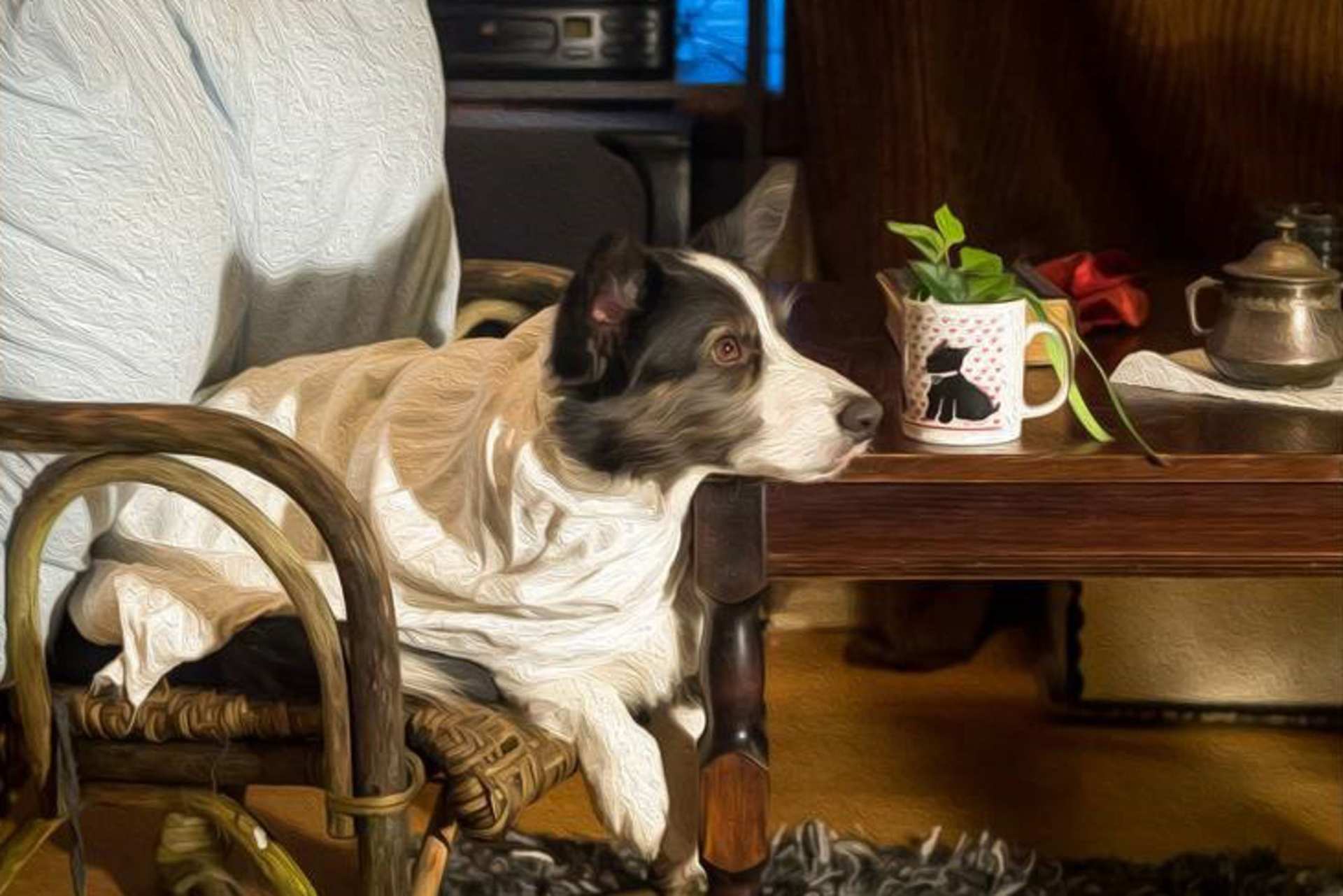 Koiramainen versio Helene Schjerfbeckin Toipilas-maalauksesta tunnistettiin adventtikalenterissa kiitettävästi.