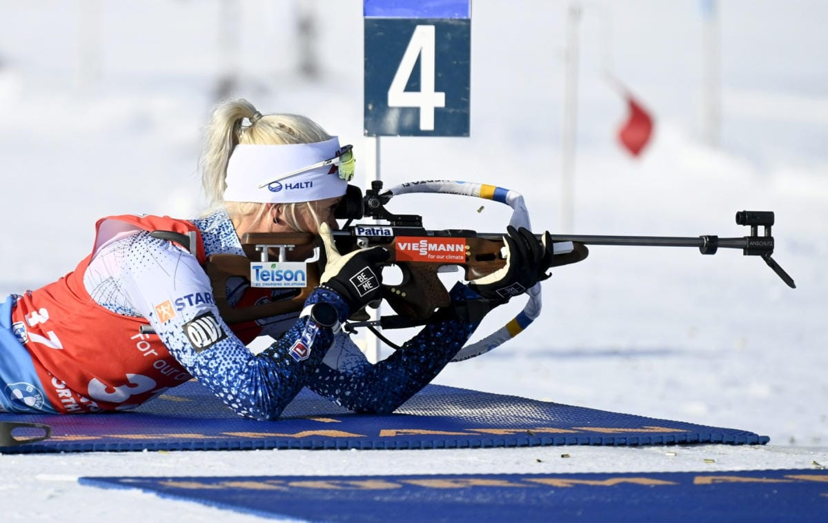 Mari Eder (kuvassa) jäi 7,5 kilometrin pikakilpailussa 29,1 sekuntia saksalaisvoittaja Denise Herrmannista. LEHTIKUVA / Vesa Moilanen
