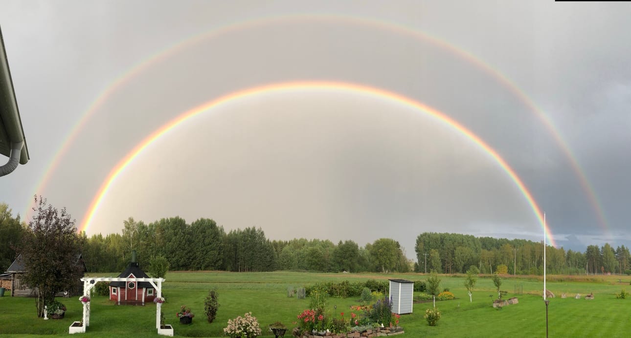 Tuplasateenkaari näkyi Tyrnävällä vain muutaman minuutin ajan.