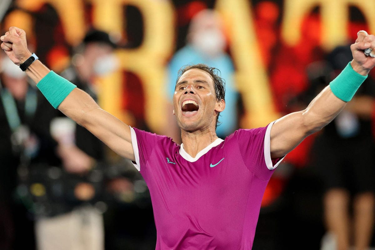 Turnausvoitto on Rafael Nadalille uran 21. grand slam -tasolla. LEHTIKUVA/AFP