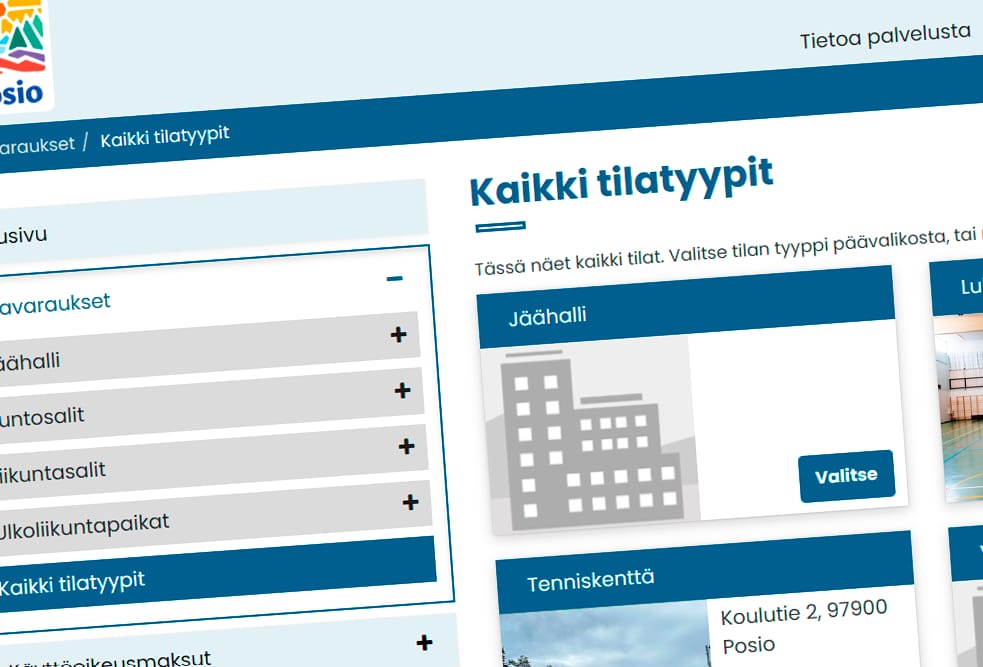 Kuvakaappaus Posion uudesta tilavarauskalenterista.