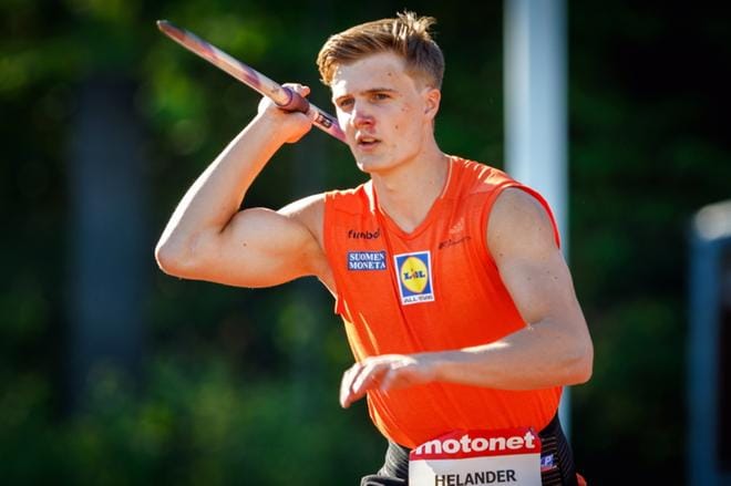 Nuori keihäänheittäjälupaus Oliver Helander nähdään Kuortaneella juhannuksena. KUVA: SUL / Anssi Mäkinen