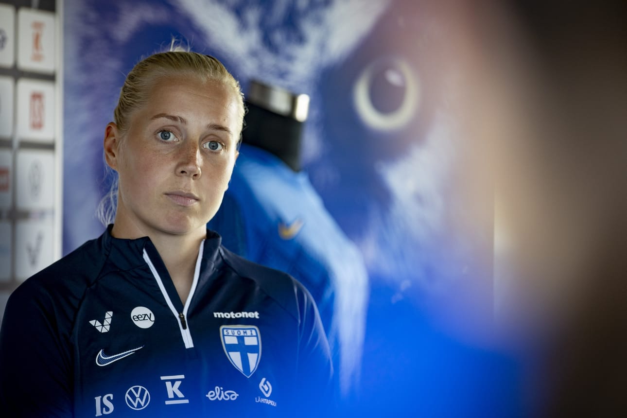 Suomen maalin teki 17. minuutilla Eveliina Summanen rangaistuspotkulla. LEHTIKUVA / Roni Lehti