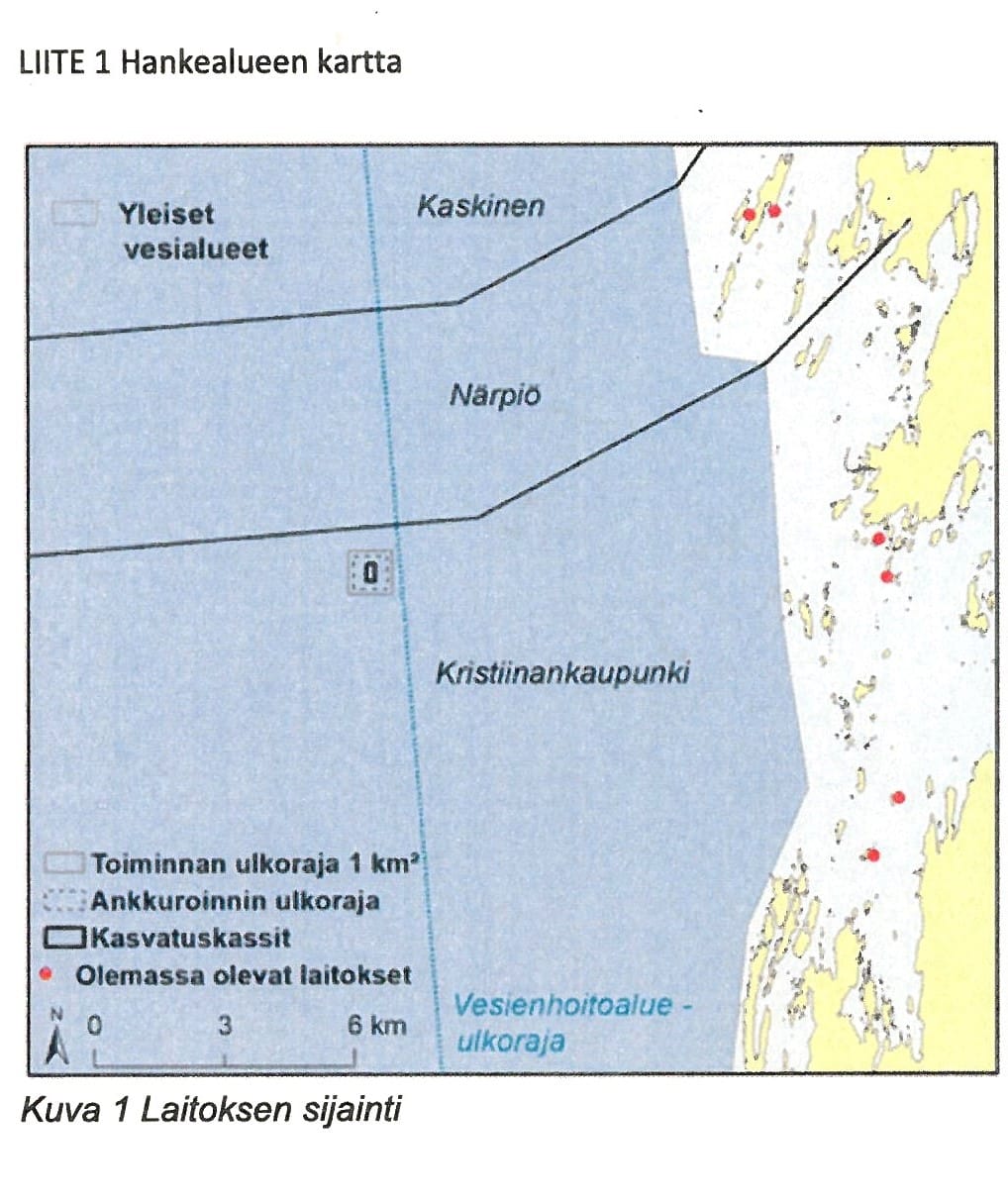 Karttakuva paikasta, jonne kala-altaita suunnitellaan.