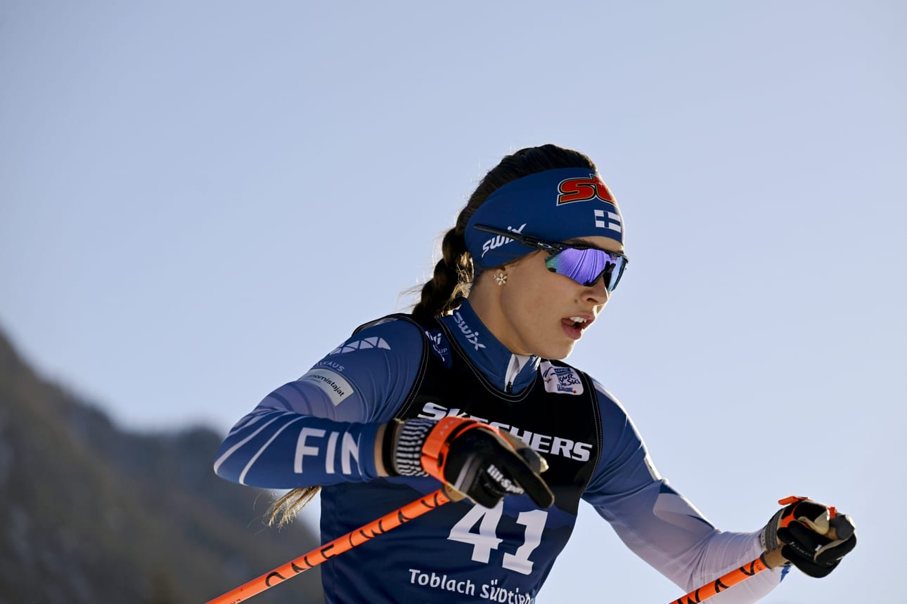 Jasmin Kähärä arvioi joulukuun vierailun perusteella Val di Fiemmen sprinttireitin toisen nousun rajuksi. LEHTIKUVA / EMMI KORHONEN