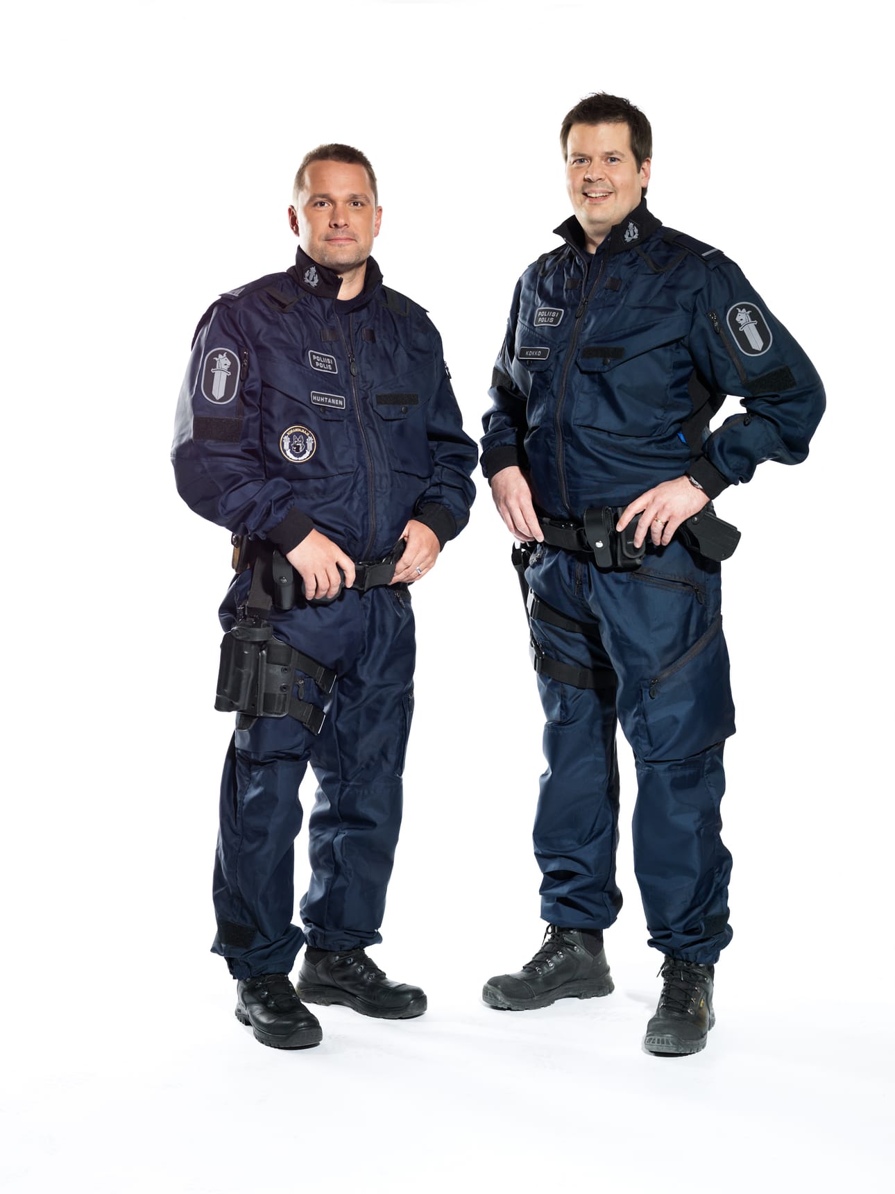 Raimo Huhtanen (vas.) ja Tomi Kokko nähdään uusissa Poliisit-sarjan jaksoissa.