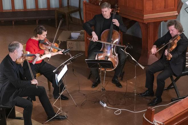 Signum-kvartetin yhteissointi ihastutti Korsholman musiikkijuhlilla lauantaina. KUVA: JOHAN HAGSTRÖM