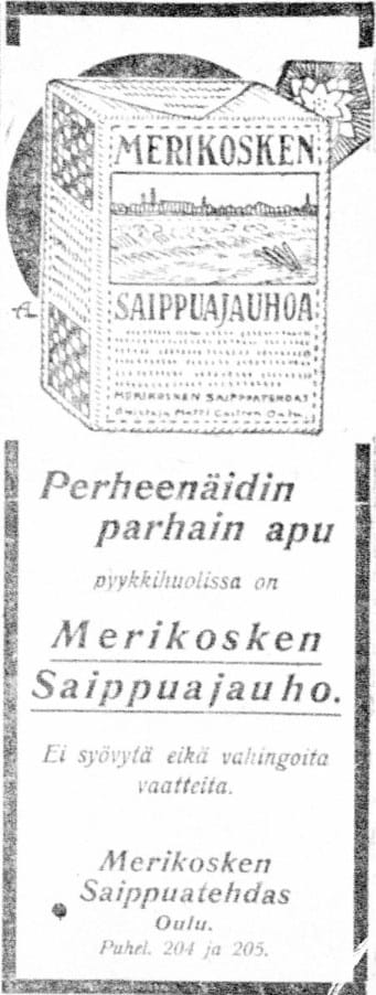 Saippuajauholla vaatteet putipuhtaiksi.