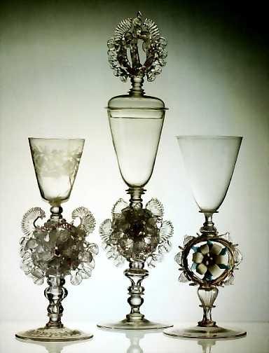 Uniikkeja Buquoy-kristallimaljoja vuosilta 1675-1680.
