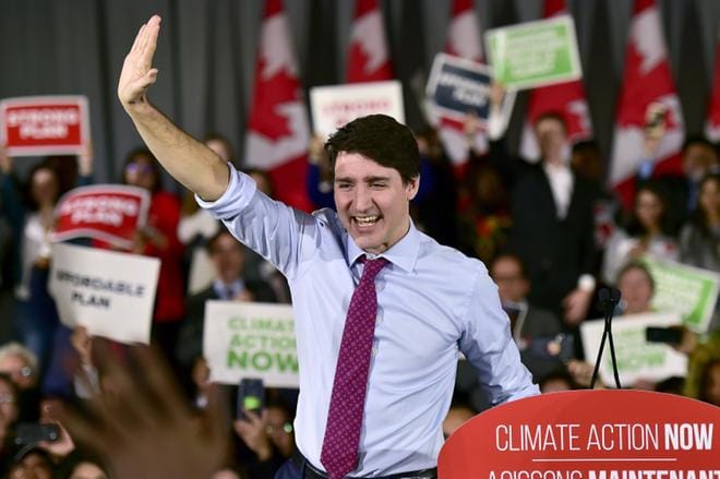 Pääministeri Justin Trudeau osallistui maanantaina Torontossa liberaalipuolueen ilmastotapahtumaan.