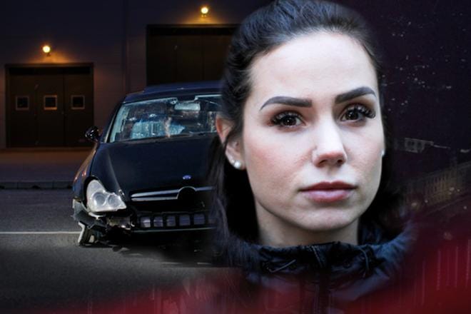 Kun Amanda saa takaisin auton, jolla poliisin ampuma puoliso oli liikkeellä, hän ihmettelee luodinreikien paikkaa tuulilasissa. KUVA: Yle Kuvapalvelu