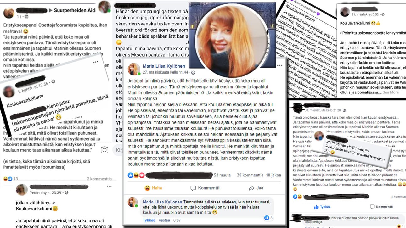 Maria Liisa Kyllösen kavereilleen jakama teksti pyrähti yllättävään lentoon tekijän itsensä tietämättä. Syynä suosioon on varmasti se, että kouluevankeliumiksi nimetty teksti osuu hetkeen ajankohtaisuudellaan.
