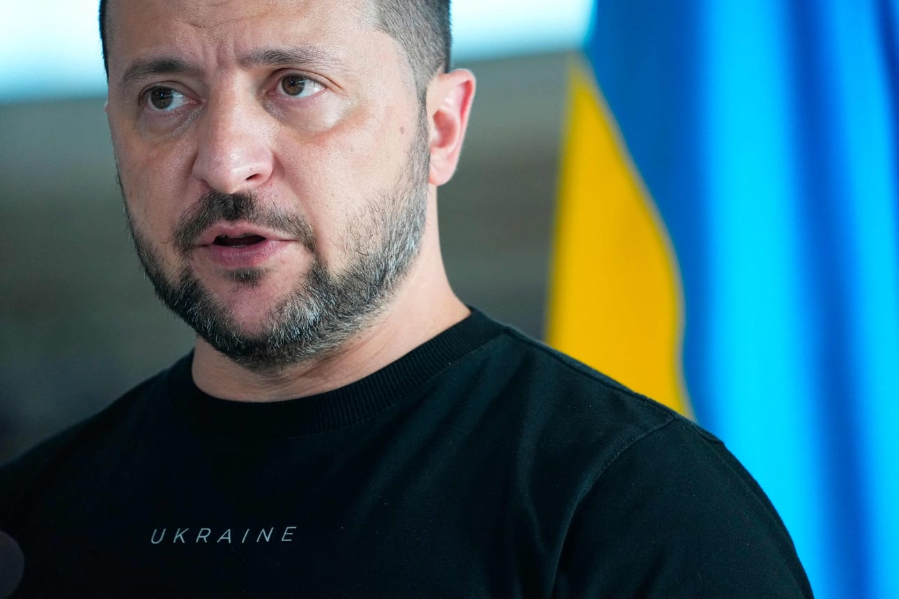 Zelenskyi kuvattiin lehdistötilaisuudessa Tanskassa viikko sitten. LEHTIKUVA/AFP