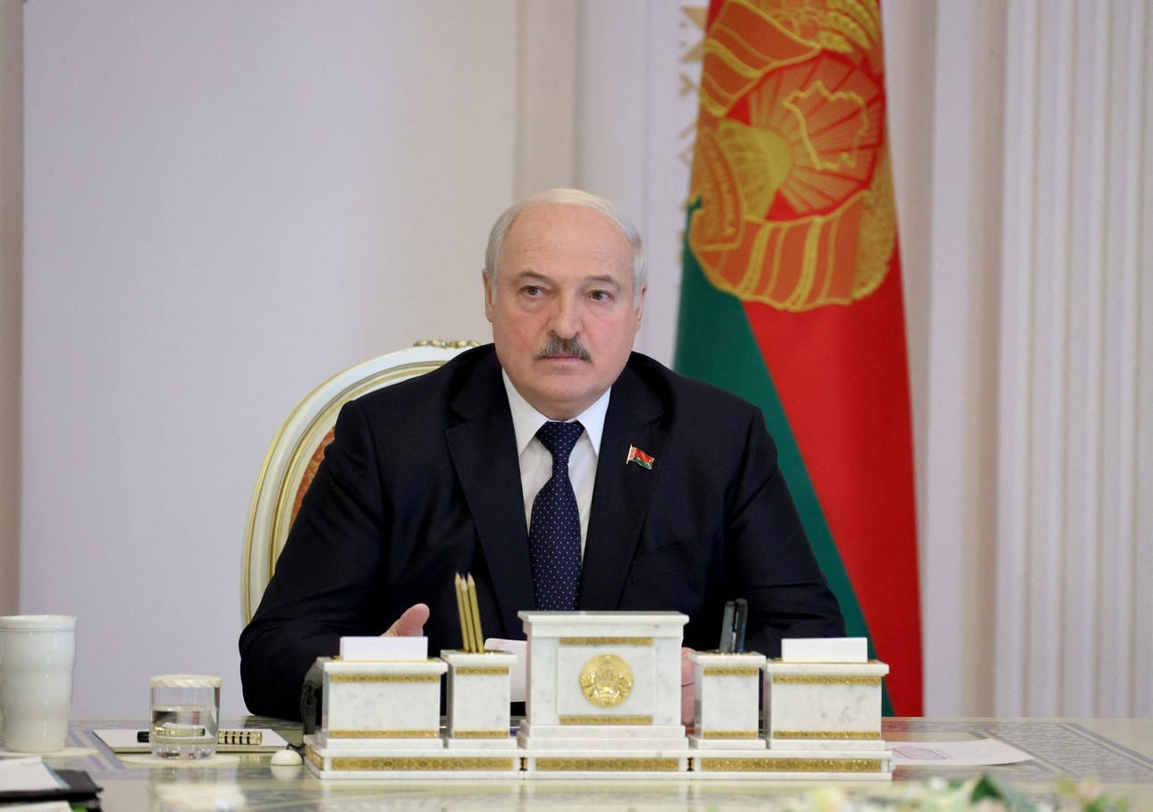 Valko-Venäjän itsevaltainen johtaja Aljaksandr Lukashenka ei ole vielä ilmoittanut julkisesti liikekannallepanosta. LEHTIKUVA/AFP