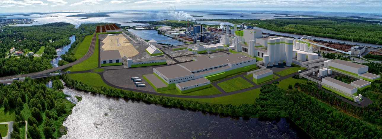 Metsä Groupin Kemin biotuotetehtaan tuorein havainnekuva.