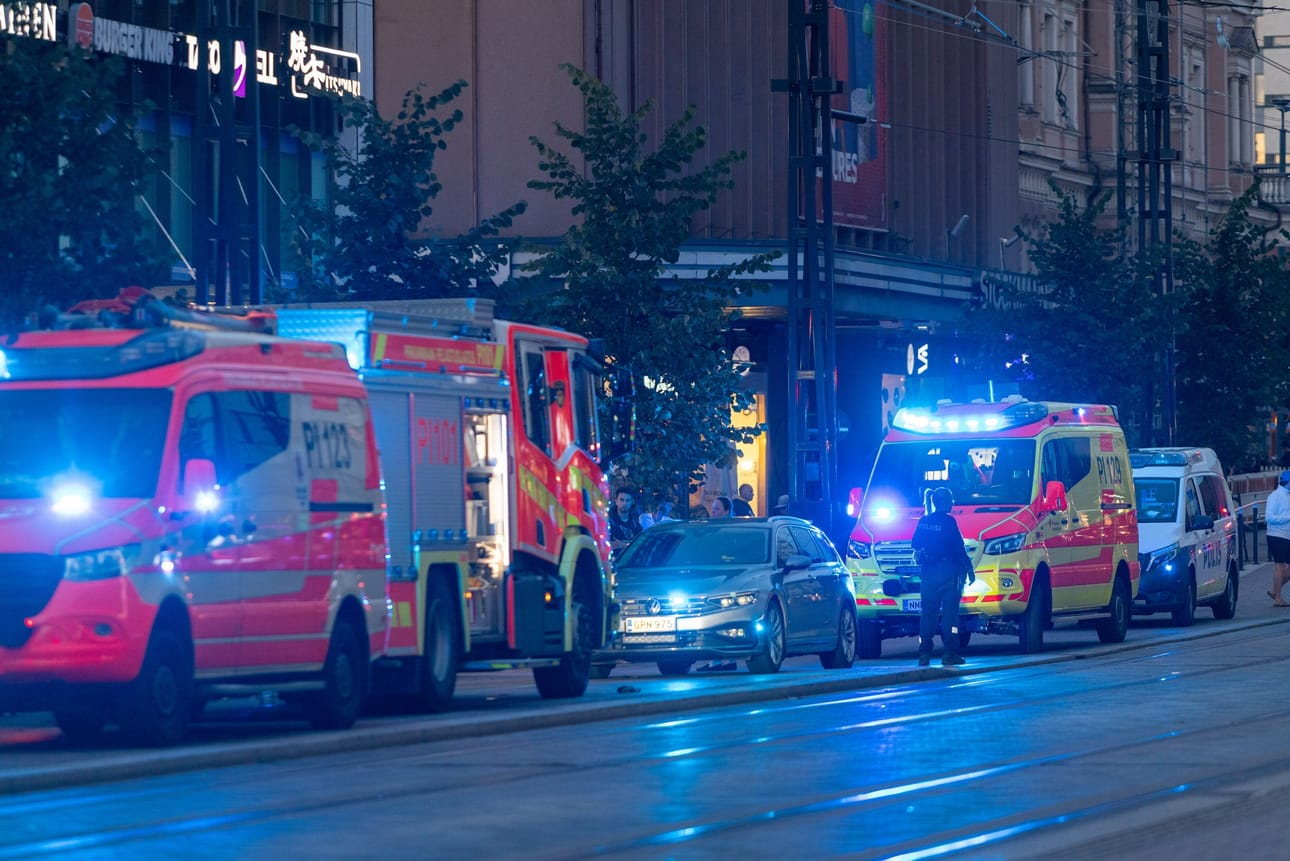 Ampuminen tapahtui eilen ennen iltakahdeksaa Hämeenkadulla Tampereella. LEHTIKUVA / Sasu Jarnstedt