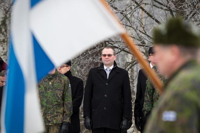Puolustusministeri Jussi Niinistö osallistui Jääkärien paluun 100-vuotisjuhlaan lauantaina Vaasassa. Yle oli paikalla Yle Areenan voimin. Kuva: Paula Kaskimaa