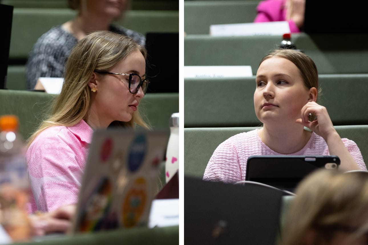 Elisa Hallapuro (vihr.) ja Mimmi Jakola (vas.) kokevat, ettei tekoälykuvien riskejä ja esimerkiksi ympäristövaikutuksia ymmärretä päättäjien keskuudessa.